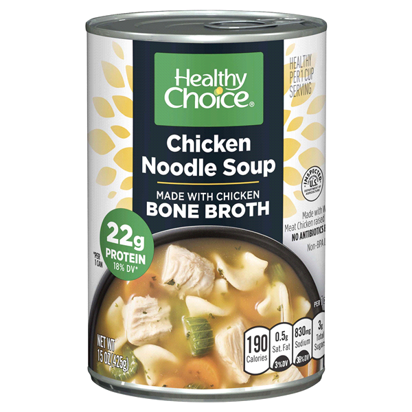 slide 1 of 1, Healthy Choice Chicken Noodle Soup Made With Chicken Bone Broth, 15 oz