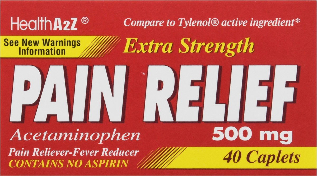 slide 12 of 12, HealthA2Z Caplets 500 mg Extra Strength Acetaminophen Pain Relief 40 ea, 40 ct