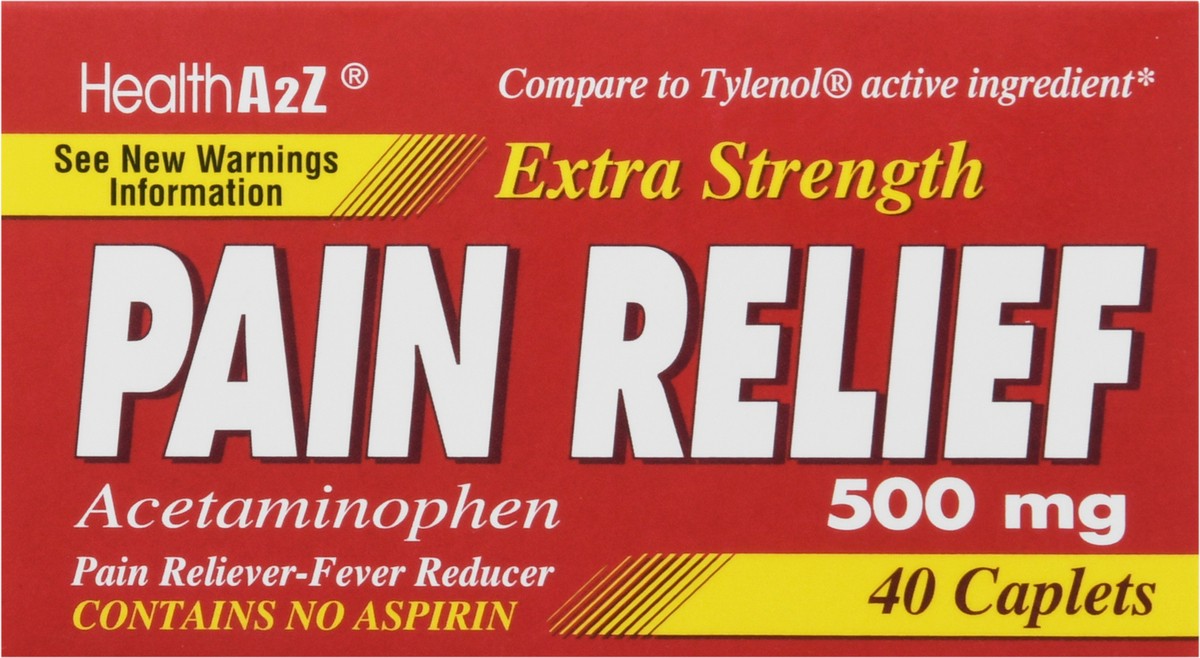 slide 5 of 12, HealthA2Z Caplets 500 mg Extra Strength Acetaminophen Pain Relief 40 ea, 40 ct