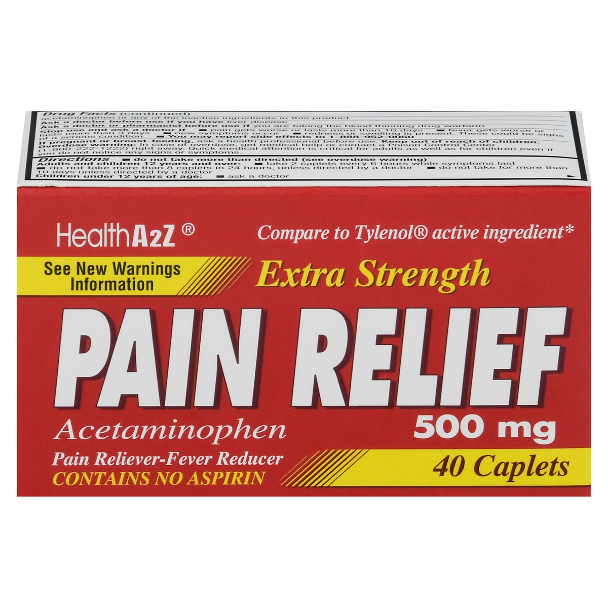 slide 1 of 12, HealthA2Z Caplets 500 mg Extra Strength Acetaminophen Pain Relief 40 ea, 40 ct