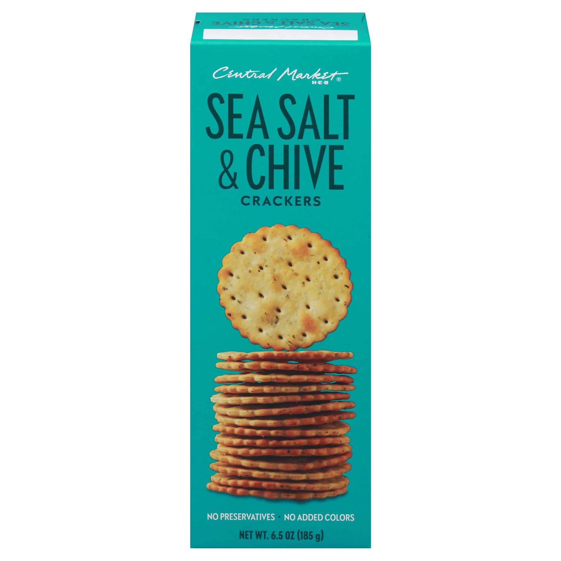 slide 1 of 1, Central Market Sea Salt & Chive Crackers, 6.5 oz