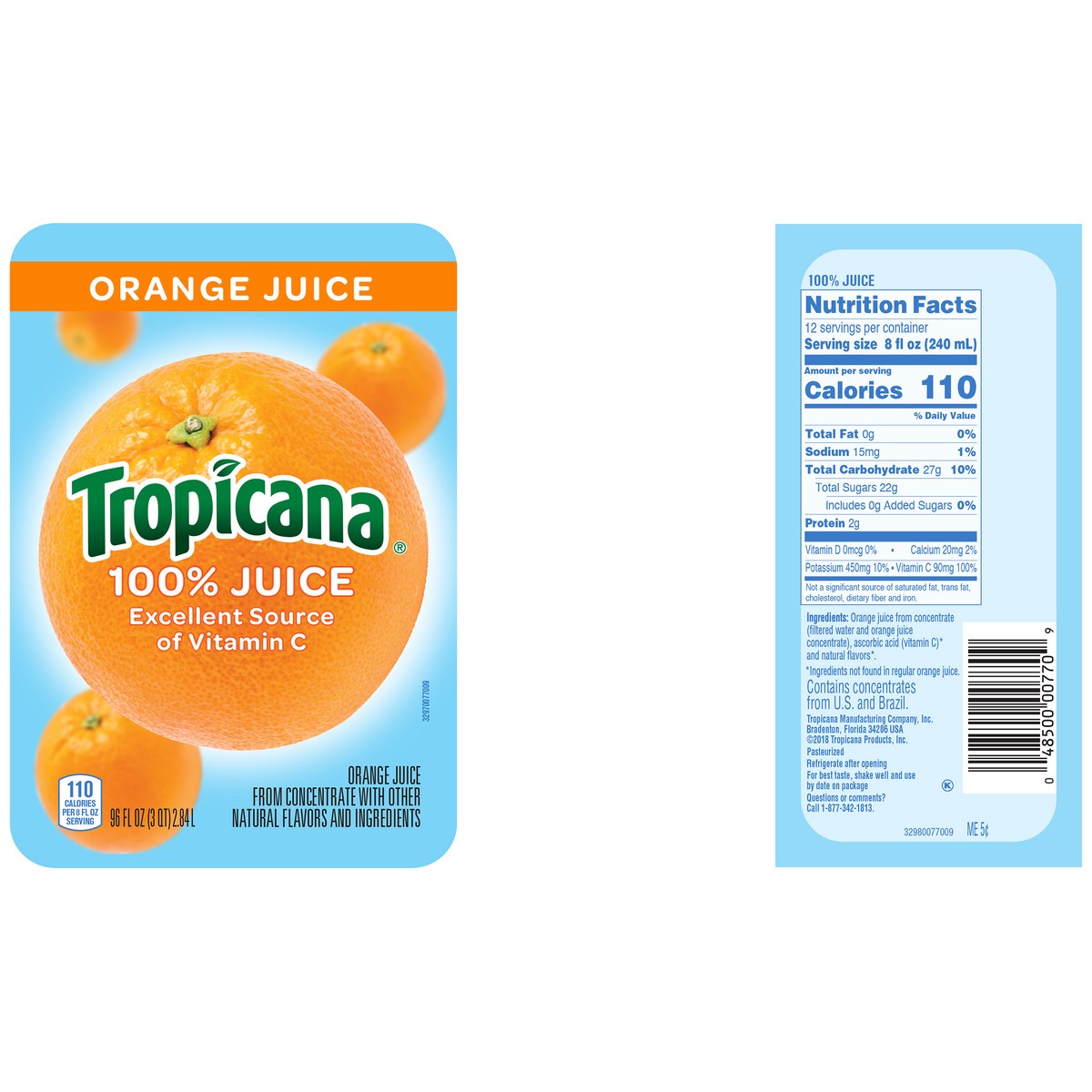 slide 9 of 13, Tropicana 100% Orange Juice, 2 Pack, 96 Fl Oz Bottles, 