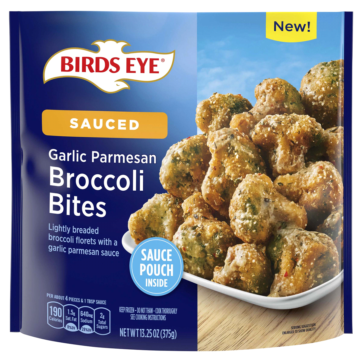 slide 1 of 1, Birds Eye Sauced Garlic Parmesan Broccoli Florets, Frozen 13.25 oz., 3.25 oz