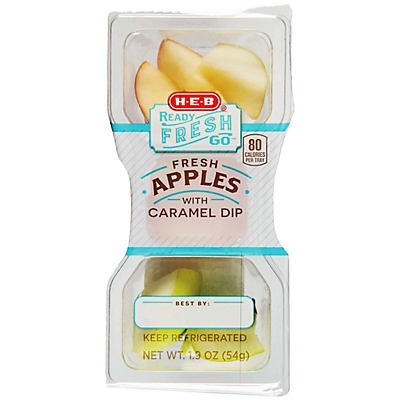 slide 1 of 1, H-E-B Ready Fresh Go Apples! with Caramel Dip Snack Tray, 1.9 oz