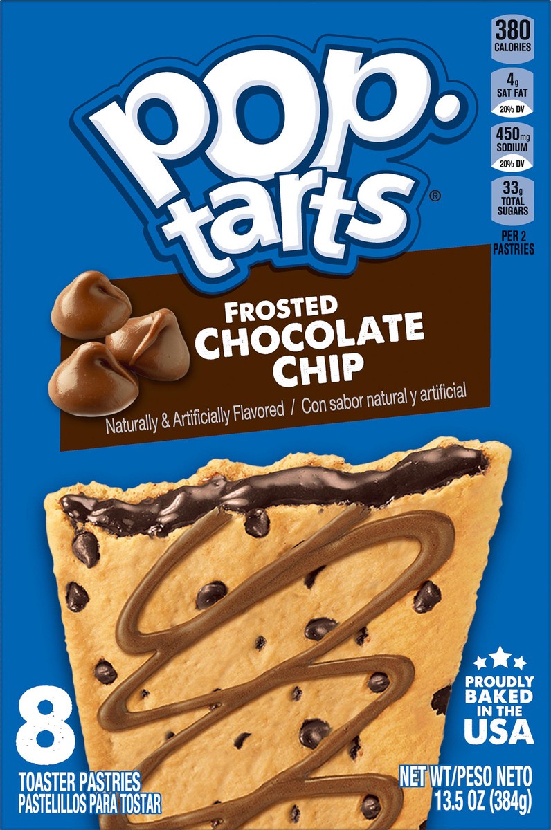slide 1 of 5, Pop-Tarts Frosted Chocolate Chip Toaster Pastries 8 ea, 8 ct