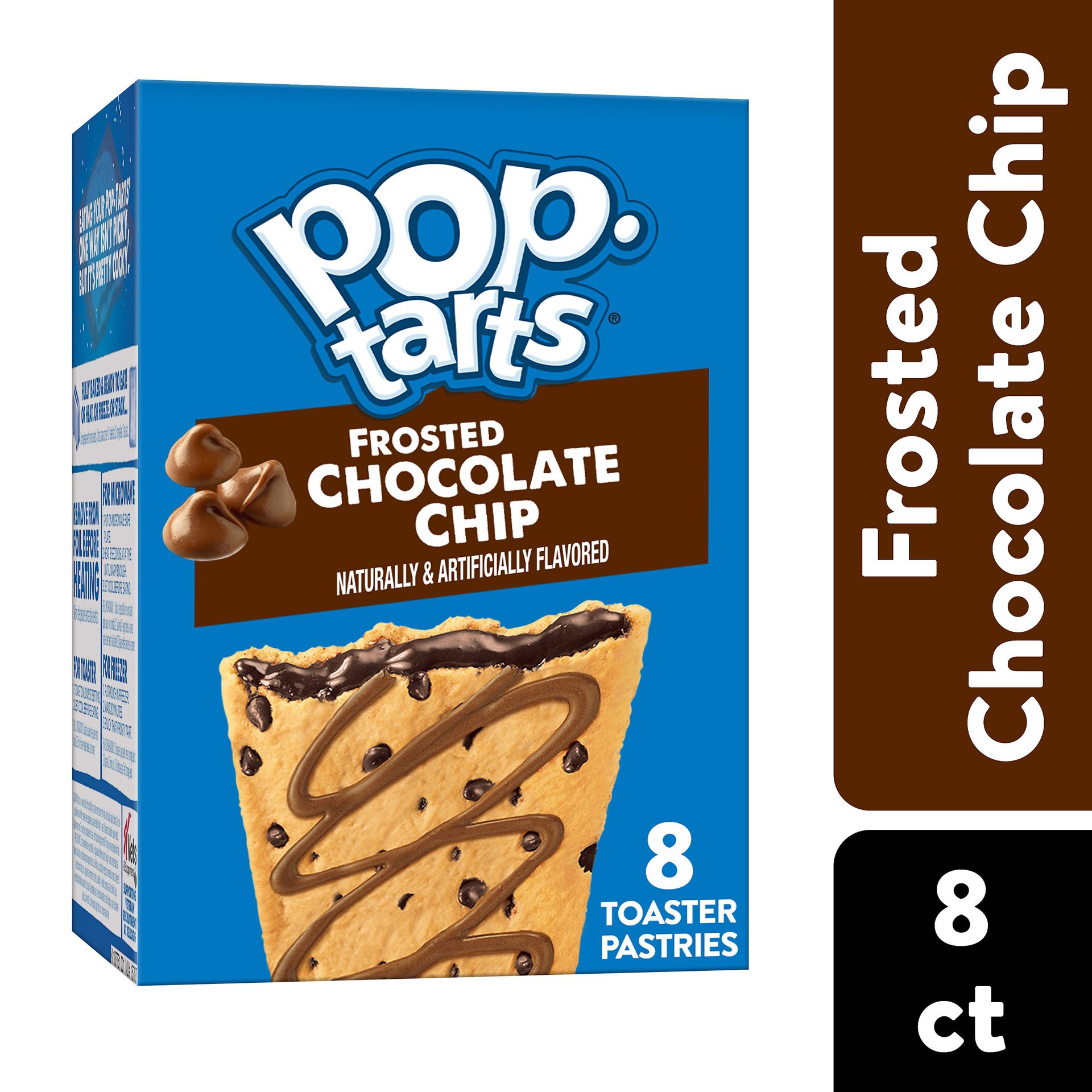 slide 1 of 5, Pop-Tarts Toaster Pastries, Breakfast Foods, Kids Snacks, Chocolate Chip Drizzle, 13.5oz Box, 8 Pop-Tarts, 13.5 oz