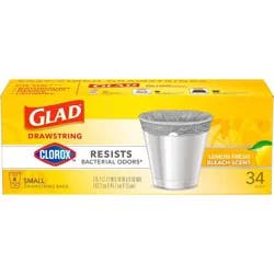 Glad with Clorox Small Drawstring Lemon Fresh Bleach Scent Trash Bags