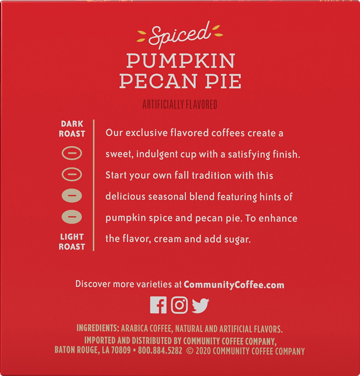 slide 8 of 9, Community Coffee Spiced Pumpkin Pecan Pie Coffee Single-Serve Cups - 4.5 oz, 4.5 oz