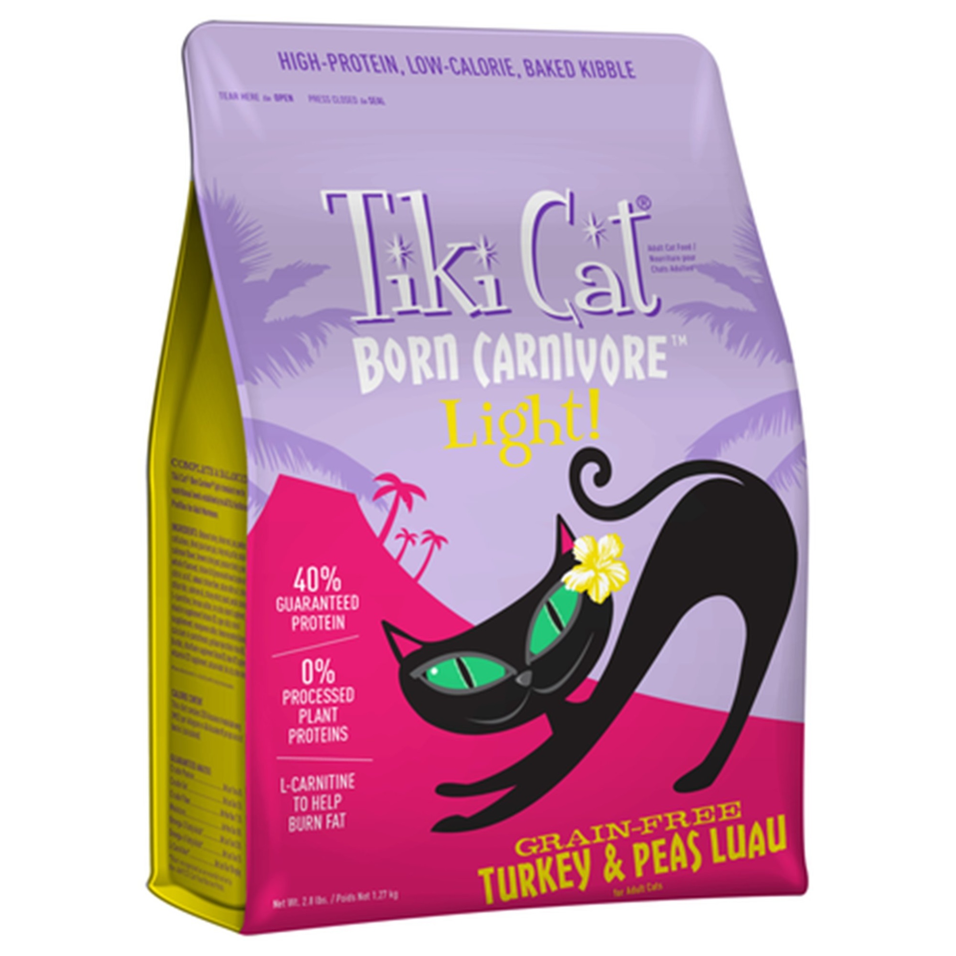 slide 1 of 1, Tiki Cat Born Carnivore Light Grain-Free Turkey & Peas Luau Cat Food, 2.8 lb