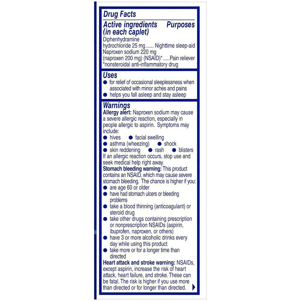 slide 9 of 44, Aleve PM Pain Reliever Nighttime Sleep-Aid 220mg Caplets, 50 ct