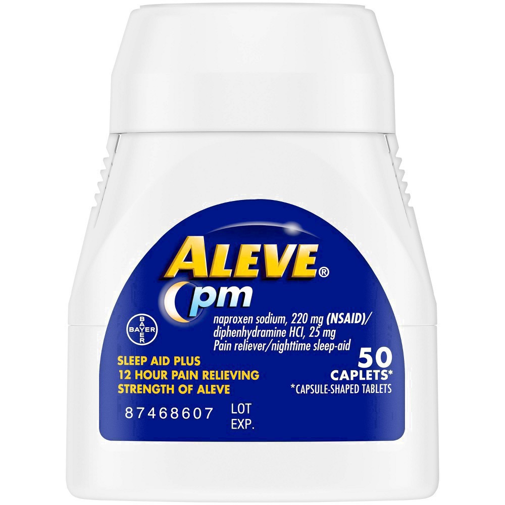 slide 17 of 44, Aleve PM Pain Reliever/Nighttime Sleep-Aid Caplets 50 ea Box, 50 ct