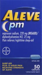 Aleve PM Pain Reliever/Nighttime Sleep-Aid Caplets 50 ea Box