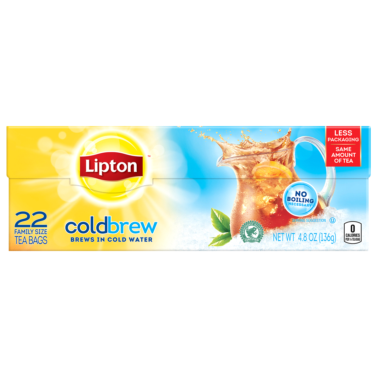 slide 2 of 8, Lipton Cold Brew Family Size Black Iced Tea Bags, 22 ct