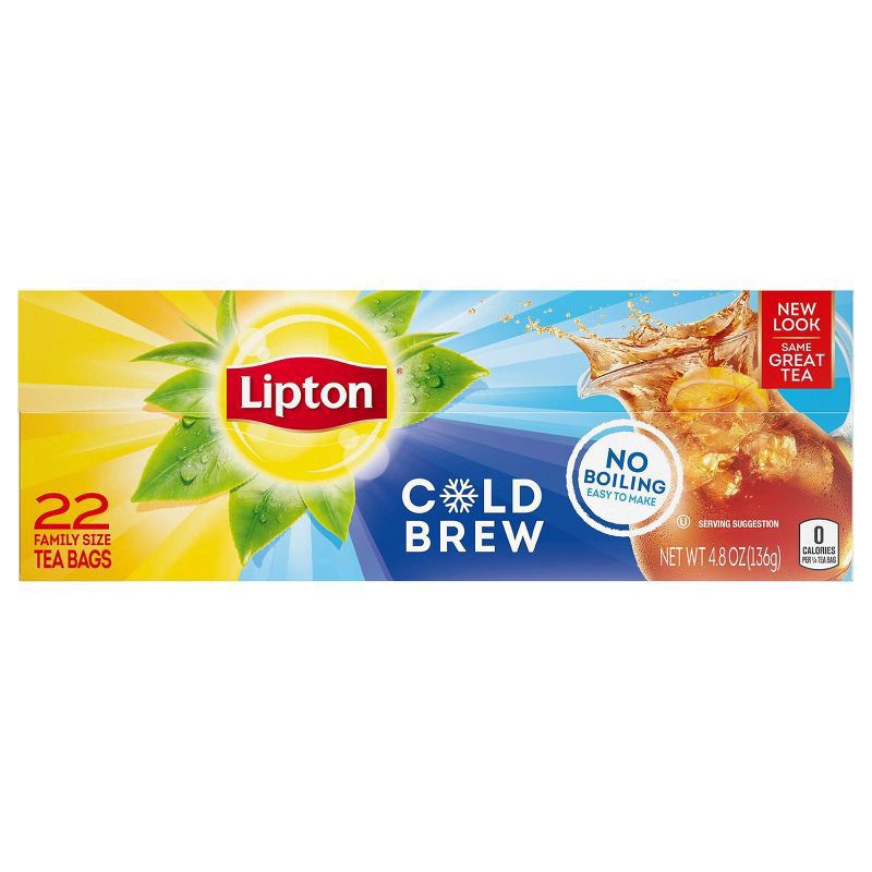 slide 1 of 4, Lipton Cold Brew Family Size Black Iced Tea Bags - 22 ct, 22 ct