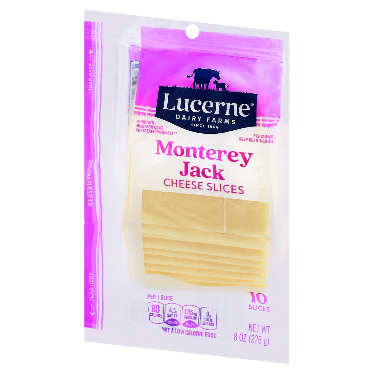 slide 9 of 9, Lucerne Dairy Farms Cheese Slices Monterey Jack, 10 ct