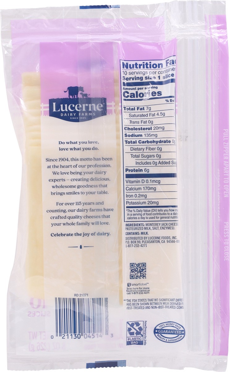 slide 7 of 9, Lucerne Dairy Farms Cheese Slices Monterey Jack, 10 ct