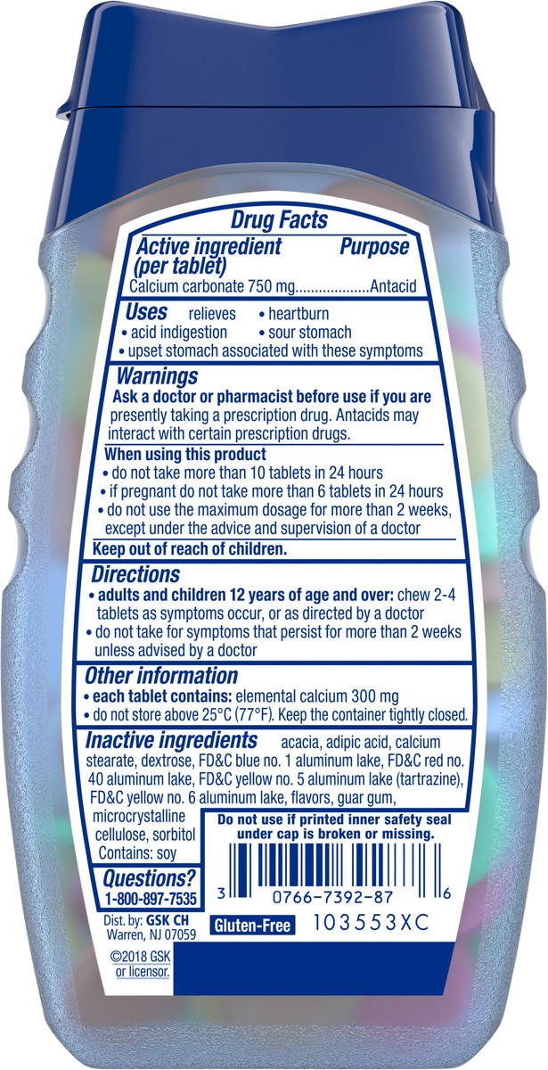 slide 4 of 5, TUMS Extra Strength Smoothies Assorted Fruit Antacid Chewable Tablets - 60ct, 60 ct
