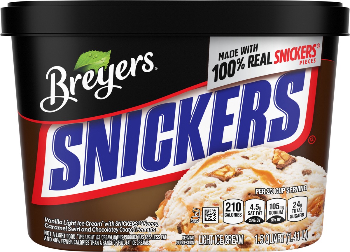 slide 9 of 9, Breyer's Breyers Light Ice Cream SNICKERS, 48 oz, 48 oz