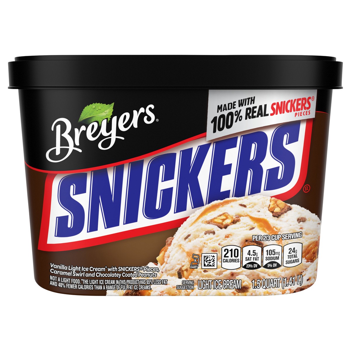 slide 2 of 9, Breyer's Breyers Light Ice Cream SNICKERS, 48 oz, 48 oz