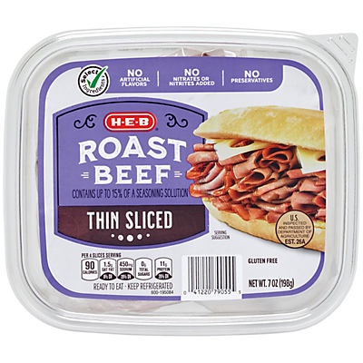 slide 1 of 1, H-E-B Shaved Roast Beef, 7 oz