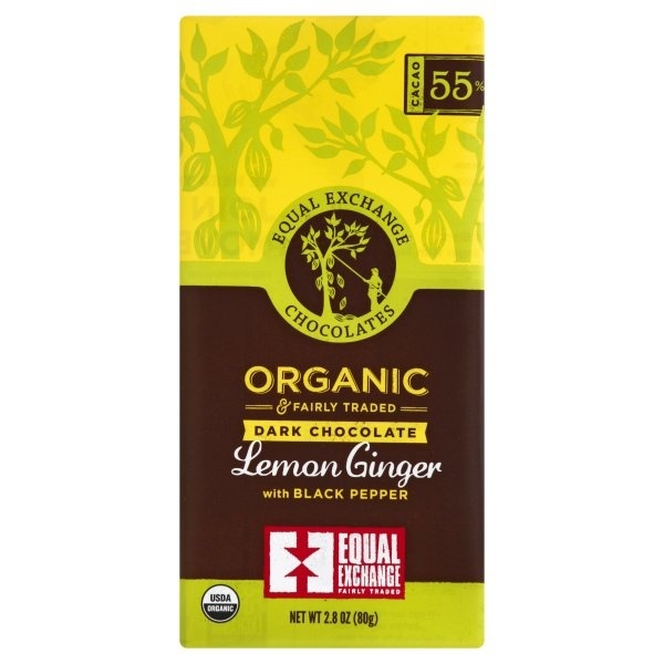 slide 1 of 1, Equal Exchange Organic Lemon Ginger Dark Chocolate, 2.8 oz