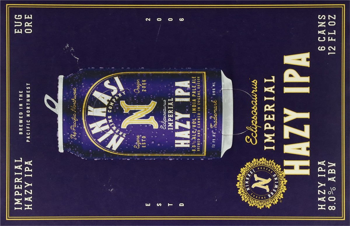 slide 7 of 10, Ninkasi Hazy IPA Imperial Eclipsosaurus Beer 6 - 12 fl oz Cans, 6 ct