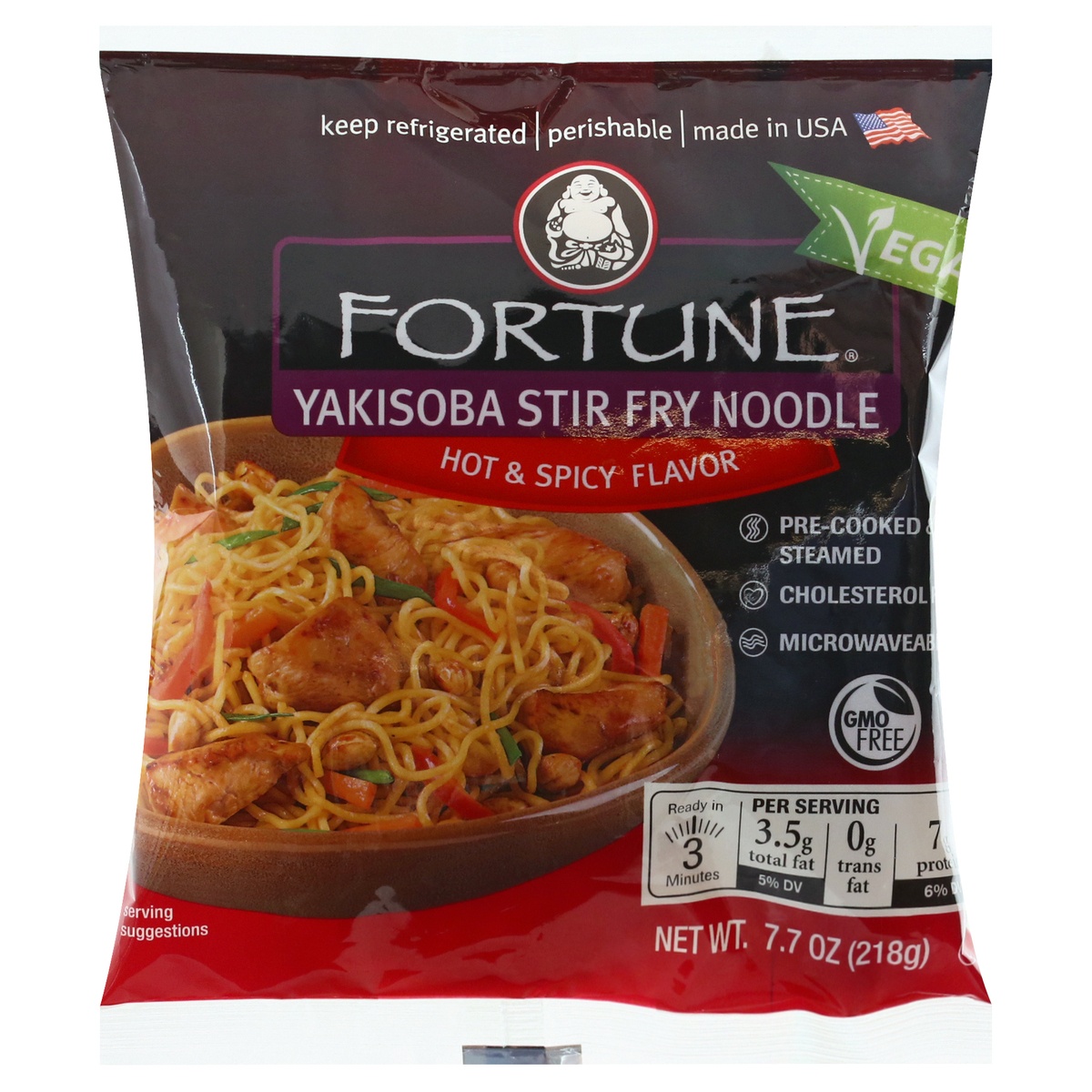 slide 1 of 1, Fortune Hot & Spicy Flavor Yakisoba Stir Fry Noodle 7.7 oz, 7.7 oz