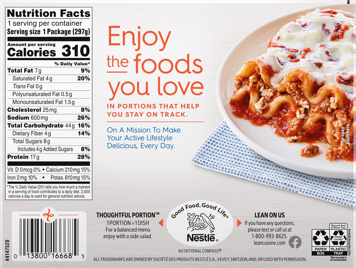 slide 5 of 9, Lean Cuisine Frozen Meal Lasagna With Meat Sauce, Comfort Cravings Microwave Meal, Microwave Lasagna Dinner, Frozen Dinner for One, 10.5 oz