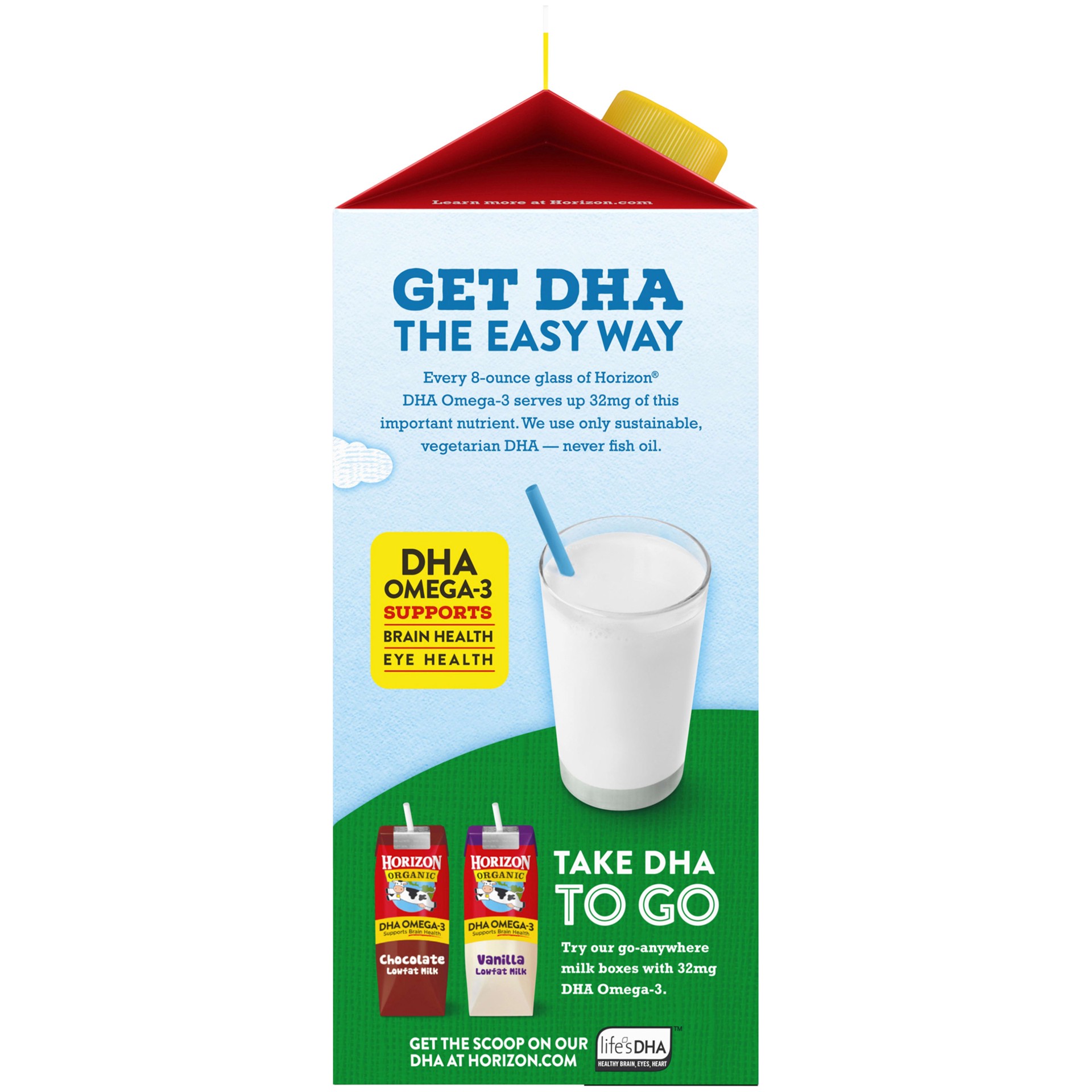 slide 4 of 5, Horizon Organic 2% Reduced Fat Milk with DHA Omega-3, Half Gallon, 