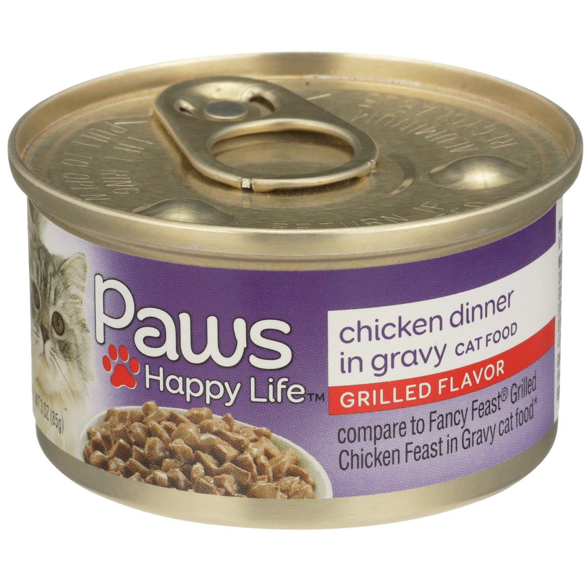 slide 3 of 8, Paws Happy Life Grilled Flavor Chicken Dinner In Gravy Cat Food, 3 oz