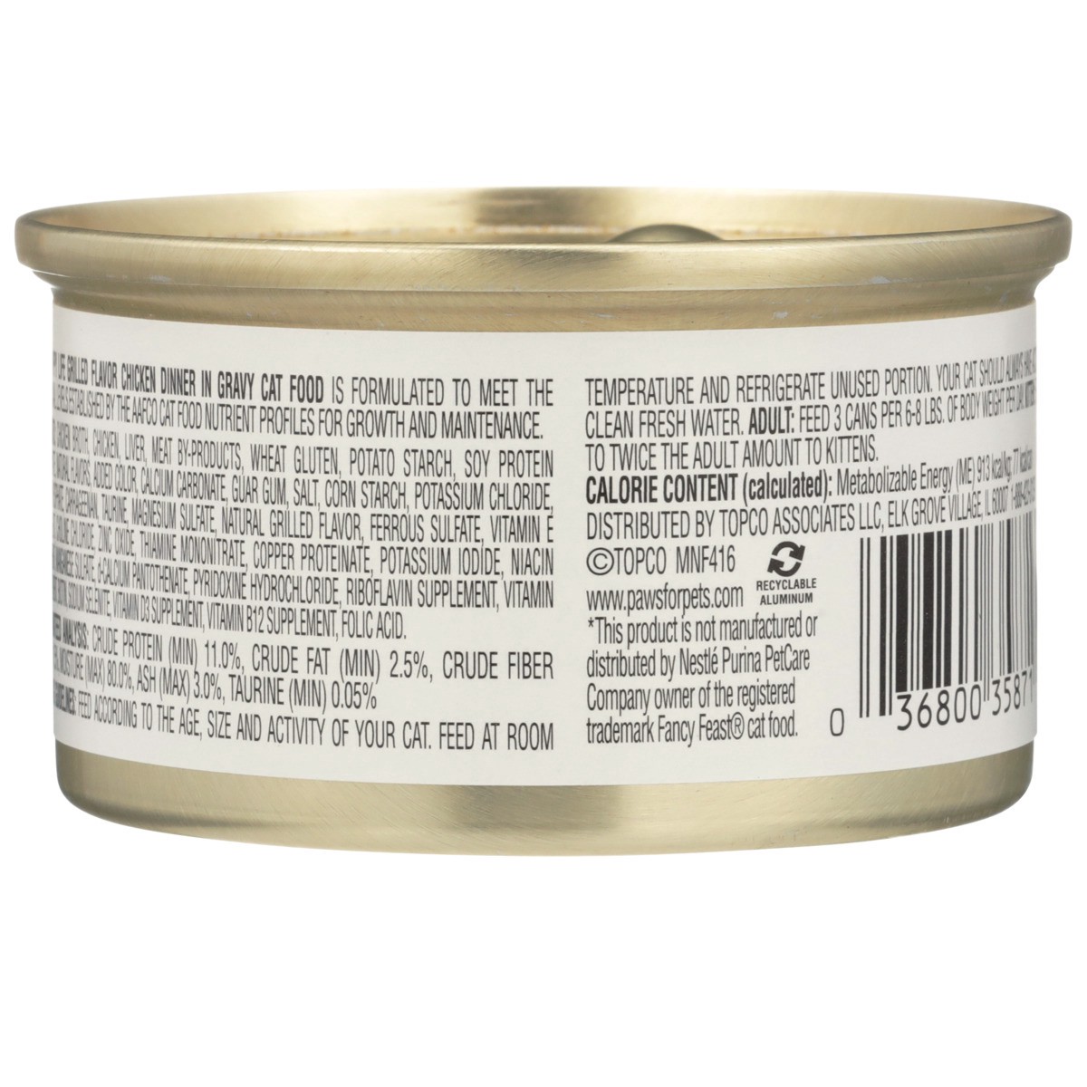 slide 8 of 8, Paws Happy Life Grilled Flavor Chicken Dinner In Gravy Cat Food, 3 oz