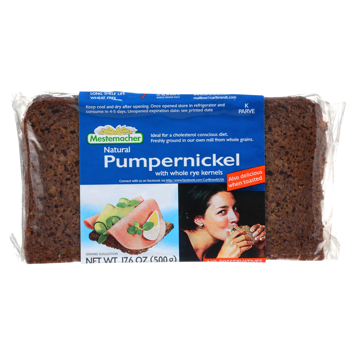 slide 1 of 4, Mestemacher Natural Pumpernickel Bread, 17 oz
