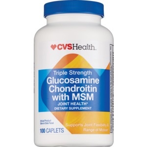 slide 1 of 1, CVS Health Glucosamine Chondroitin With Msm Triple Strength Caplets, 100 ct