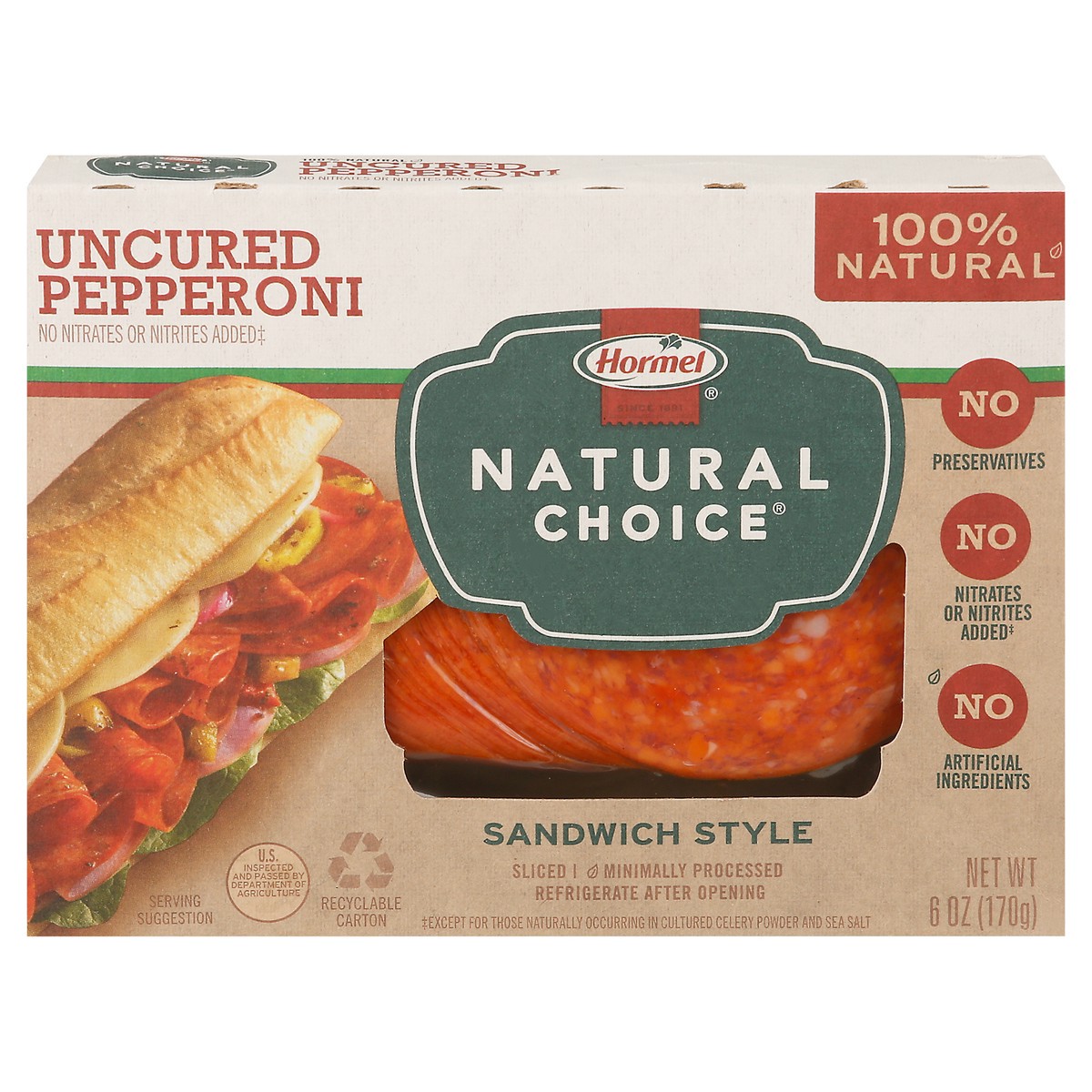 slide 1 of 13, Hormel Natural Choice Sandwich Style Sliced Pepperoni 6 oz, 6 oz