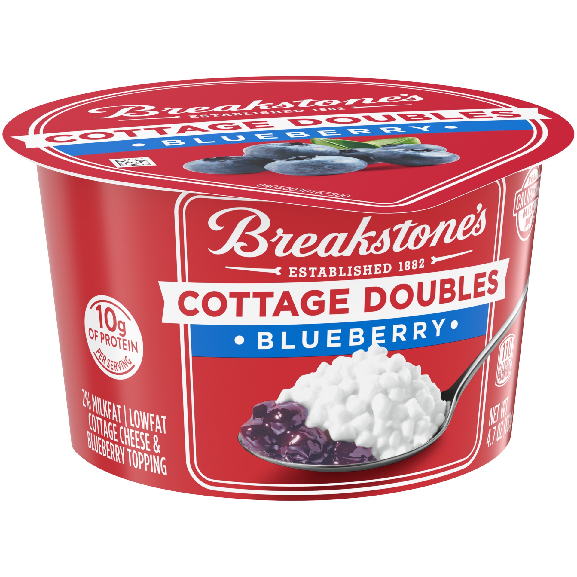 slide 2 of 6, Breakstone's Cottage Doubles Lowfat Cottage Cheese & Blueberry Topping with 2% Milkfat Cup, 4.7 oz