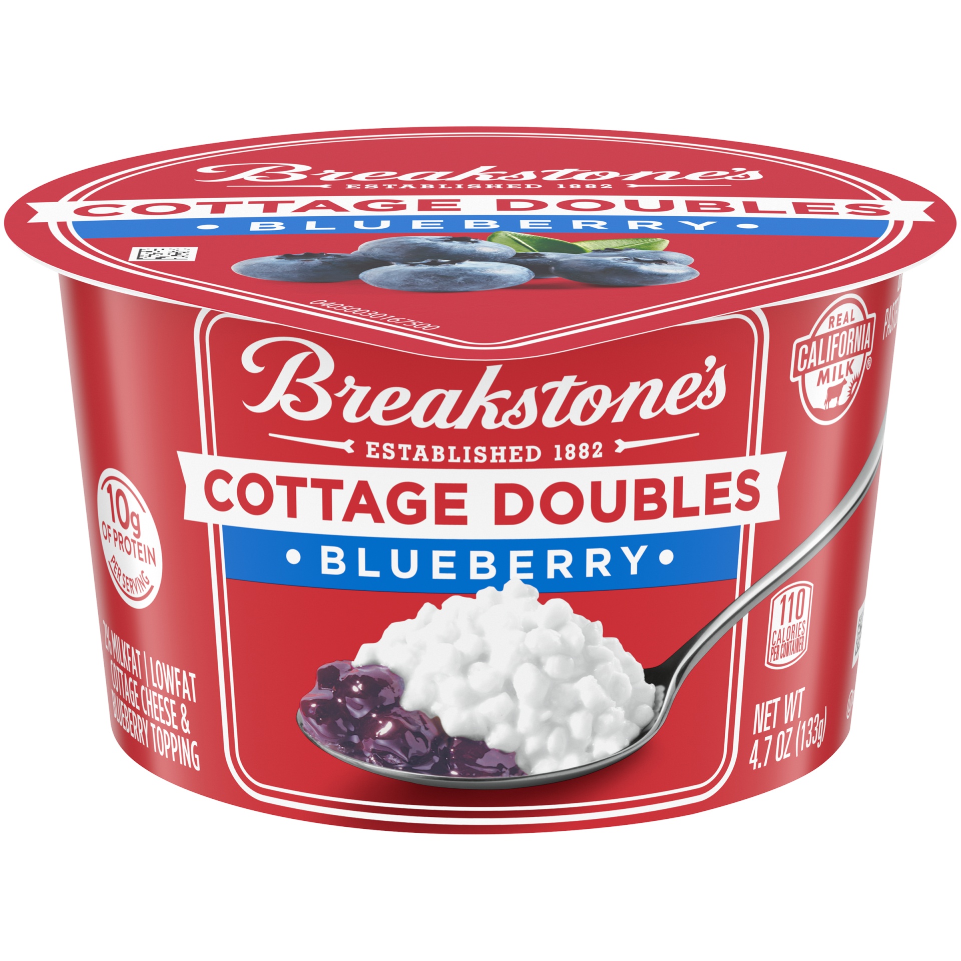 slide 1 of 6, Breakstone's Cottage Doubles Lowfat Cottage Cheese & Blueberry Topping with 2% Milkfat Cup, 4.7 oz