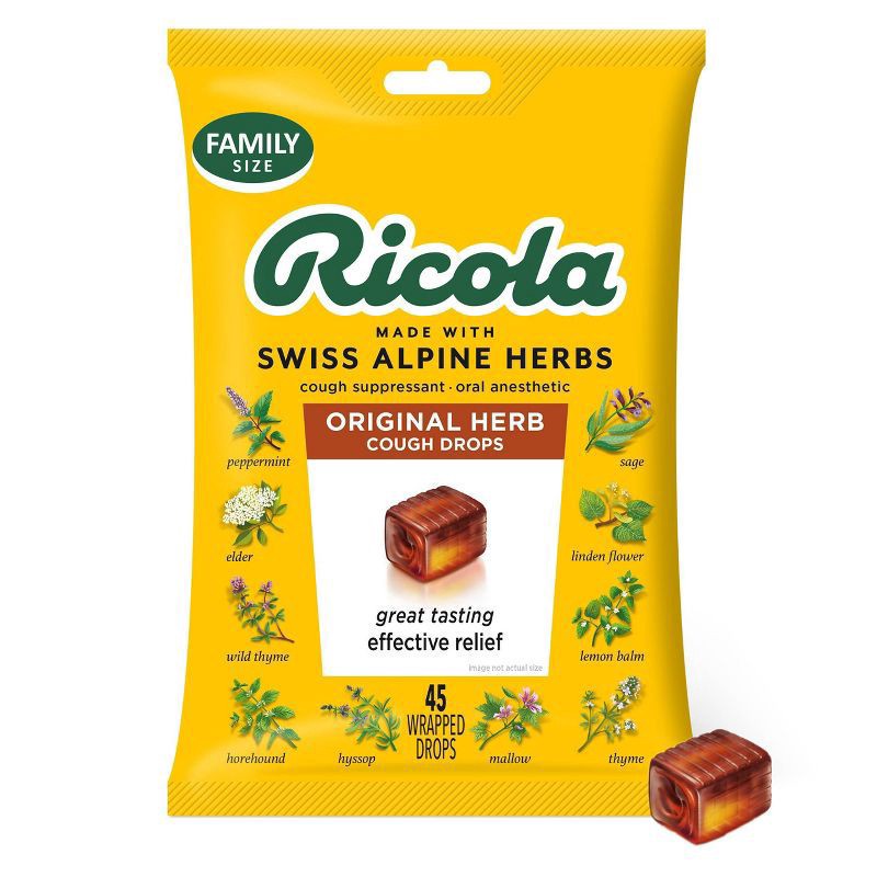 slide 1 of 8, Ricola Cough Drops - Natural Herb - 45ct, 45 ct