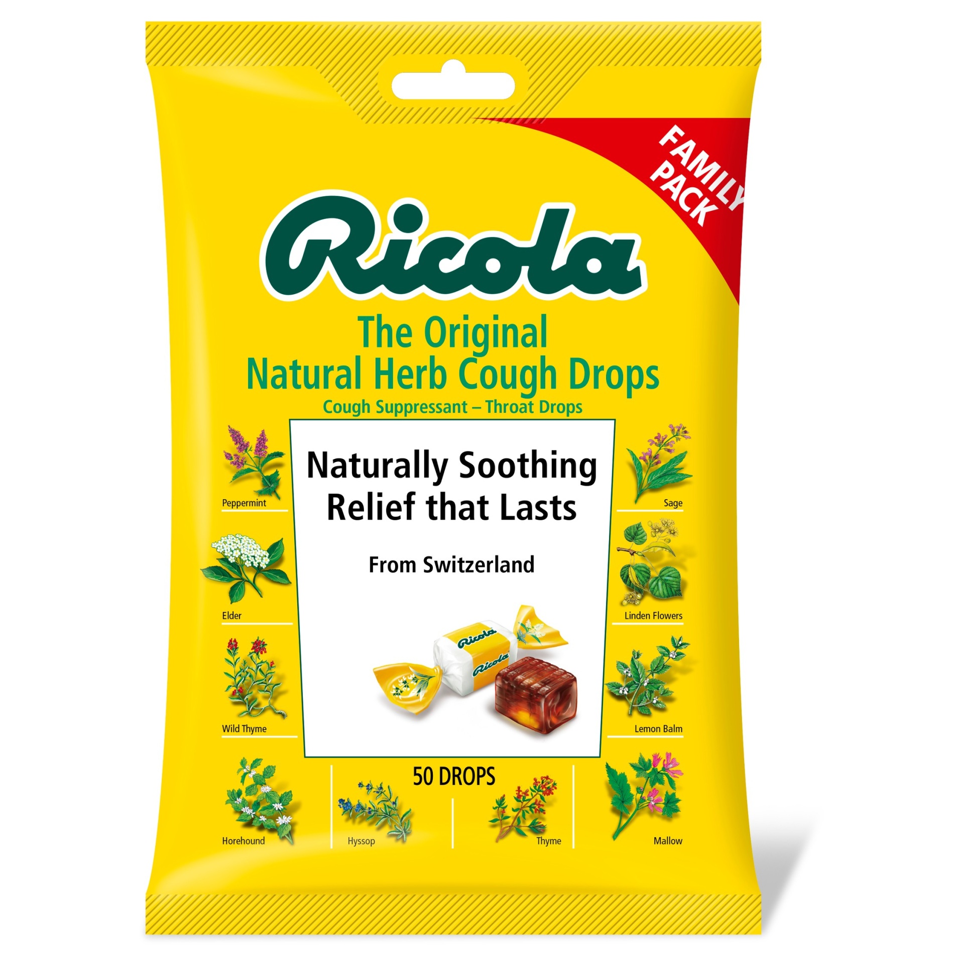 slide 1 of 5, Ricola Cough Drops - Natural Herb, 50 ct