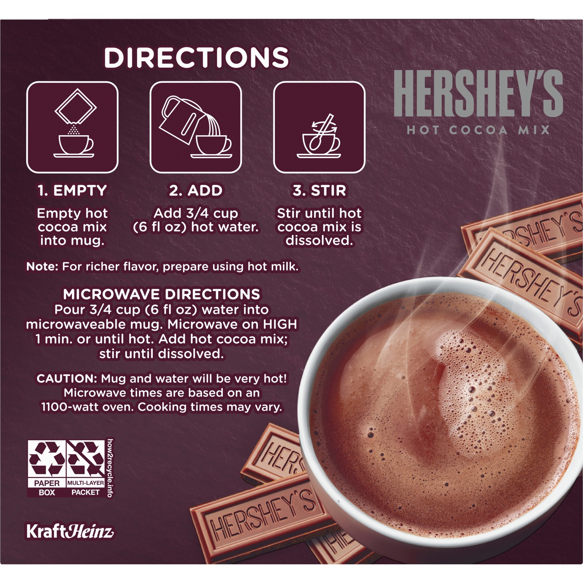 slide 3 of 5, Hershey's Milk Chocolate Hot Cocoa Mix with Real Milk, 6 ct Packets, 6 ct