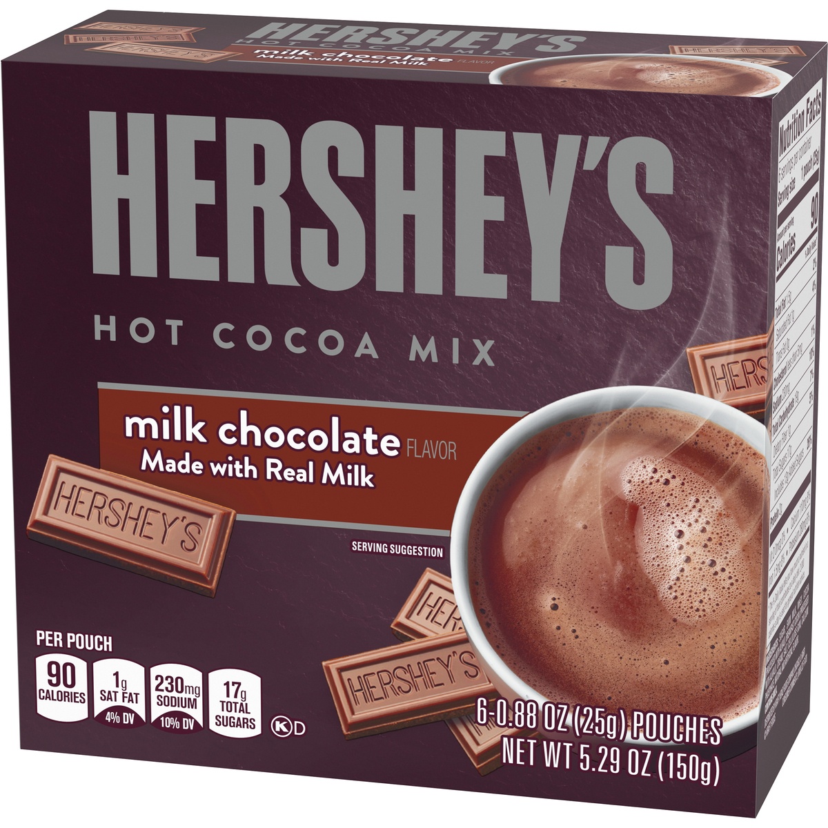 slide 3 of 11, Hershey's Milk Chocolate Hot Cocoa Mix with Real Milk, 6 ct; 0.88 oz