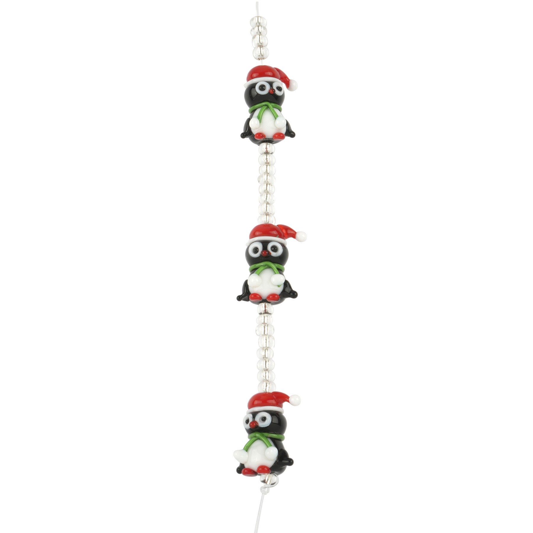slide 3 of 3, Multicolor Lampwork Glass Christmas Penguin Beads By Bead Landing, 19mm x 13mm
