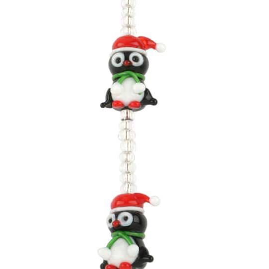 slide 1 of 3, Multicolor Lampwork Glass Christmas Penguin Beads By Bead Landing, 19mm x 13mm