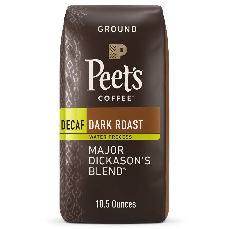 slide 1 of 3, Peet's Coffee, Decaffeinated Major Dickason's Blend Dark Roast Ground Coffee - 10.5oz Bag, 10.5 oz