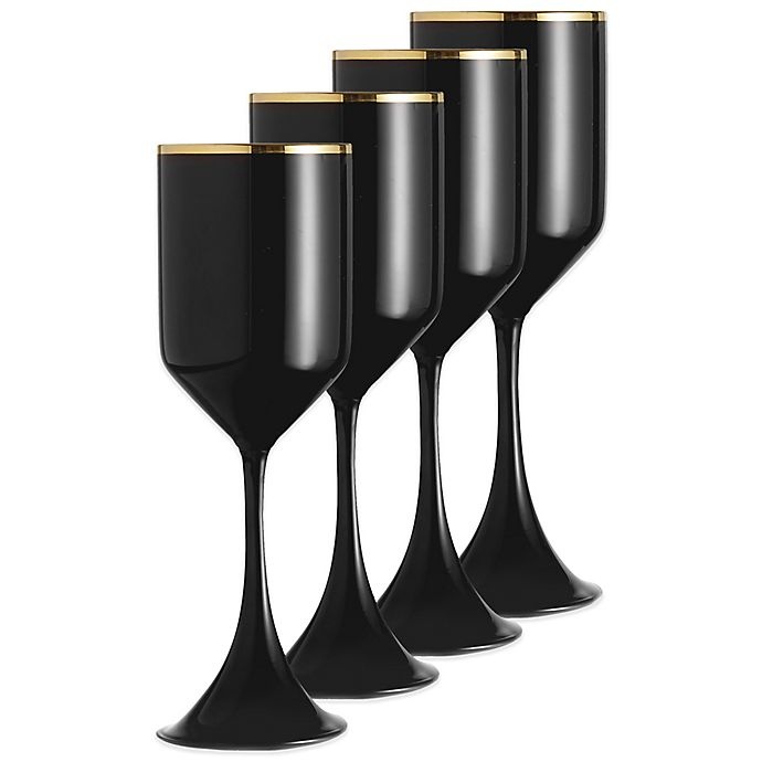 slide 1 of 2, Fitz and Floyd Onyx Gold Wine Glasses, 4 ct