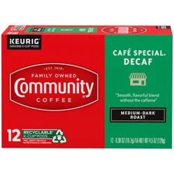 Community Coffee Coffee, Medium-Dark Roast, Cafe Special Decaf, K-Cup Pods