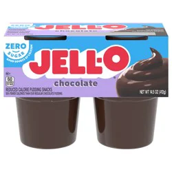 Jell-O Chocolate Zero Sugar Ready-to-Eat Pudding Snack Cups, 4 ct Cups