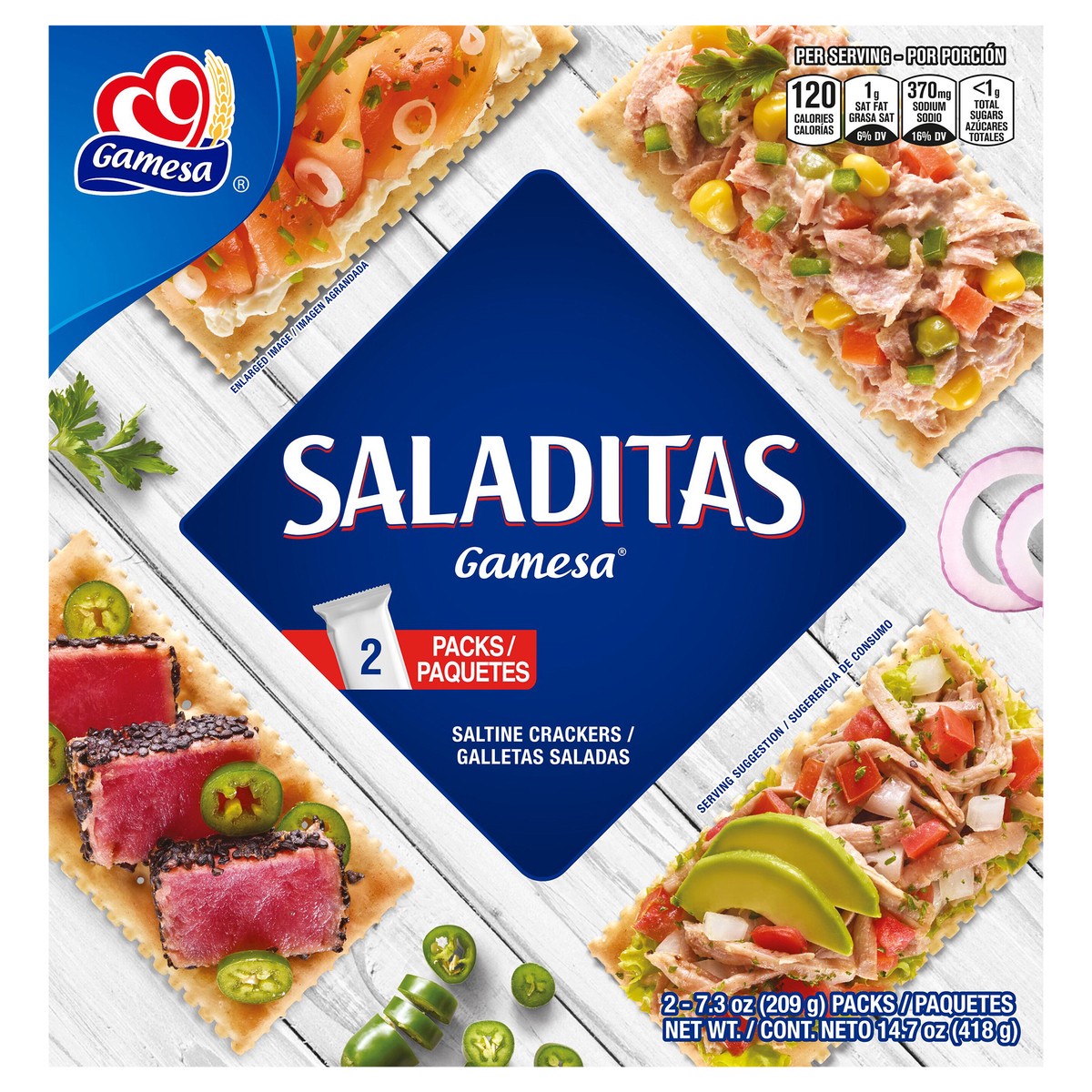 slide 1 of 5, Gamesa Saladitas Saltine Crackers 7.3 Oz, 2 Ct, 2 ct