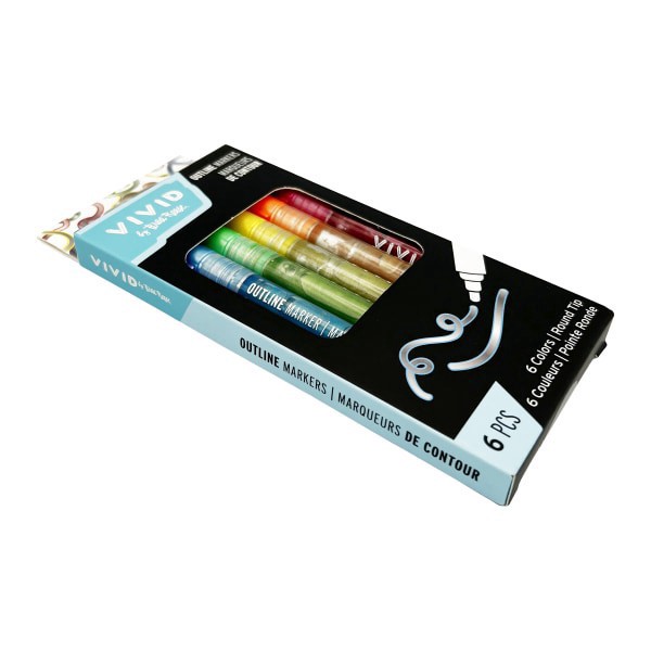 slide 3 of 6, Brea Reese Vivid by Brea Reese® Outline Markers, Bullet Point, Assorted Colors, Pack Of 6 Markers, 1 ct