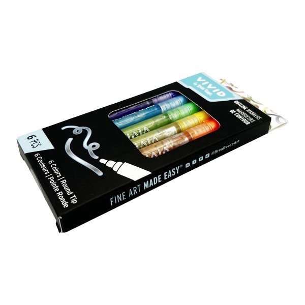 slide 6 of 6, Brea Reese Vivid by Brea Reese® Outline Markers, Bullet Point, Assorted Colors, Pack Of 6 Markers, 1 ct