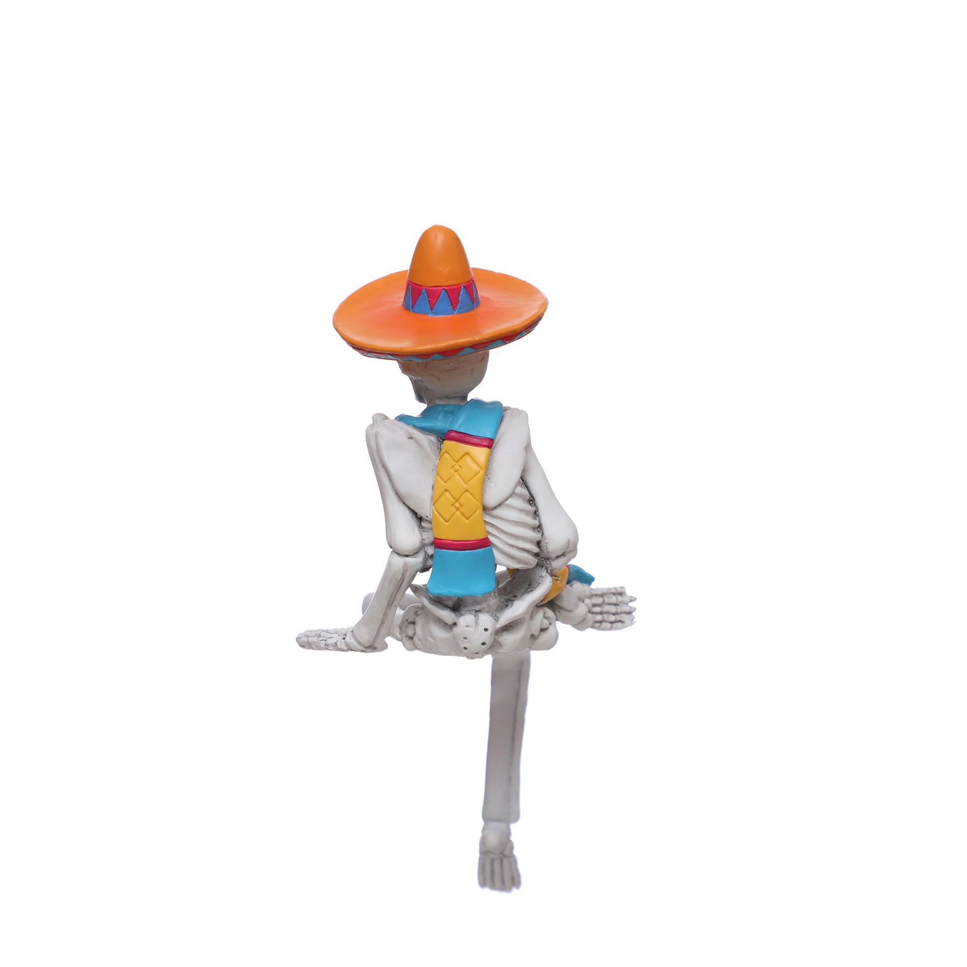 slide 3 of 3, 9" Day Of The Dead Sitting Skeleton With Sombrero Tabletop Decor By Ashland, 4.38 in x 3.5 in x 9 in
